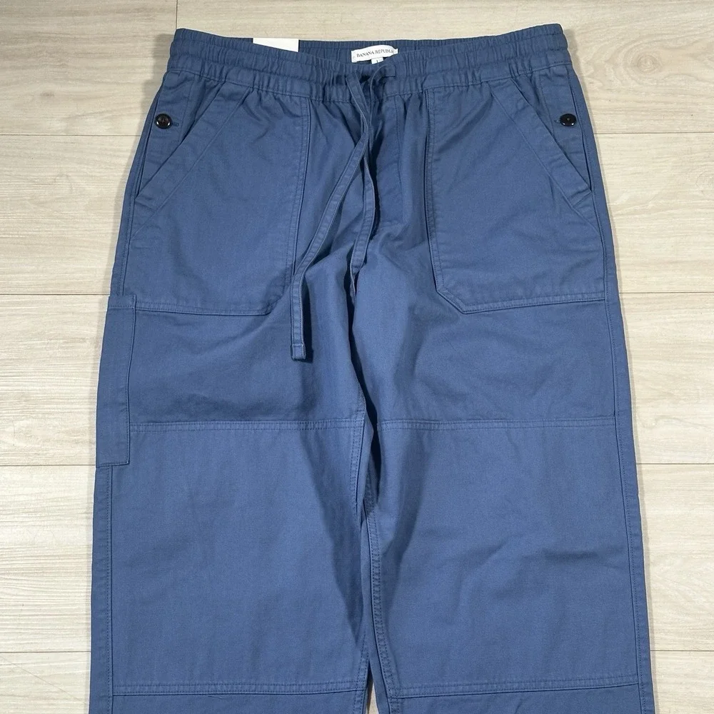 Banana Republic Herringbone Cotton Utility Pants Blue Gray Size Men's 33x30 NWT
